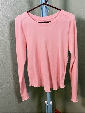 We The Free Pink Waffle Long Sleeve Top